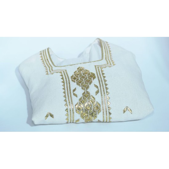 Jebba tunisienne beige et dorée brodée Jebba tunisienne beige et dorée brodée